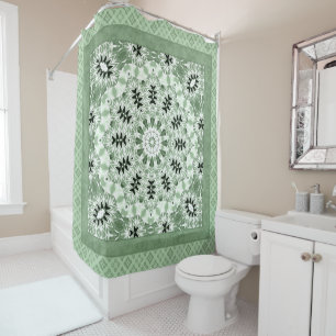 Abstract modern mosaic kaleidoscopic tile pattern shower curtain