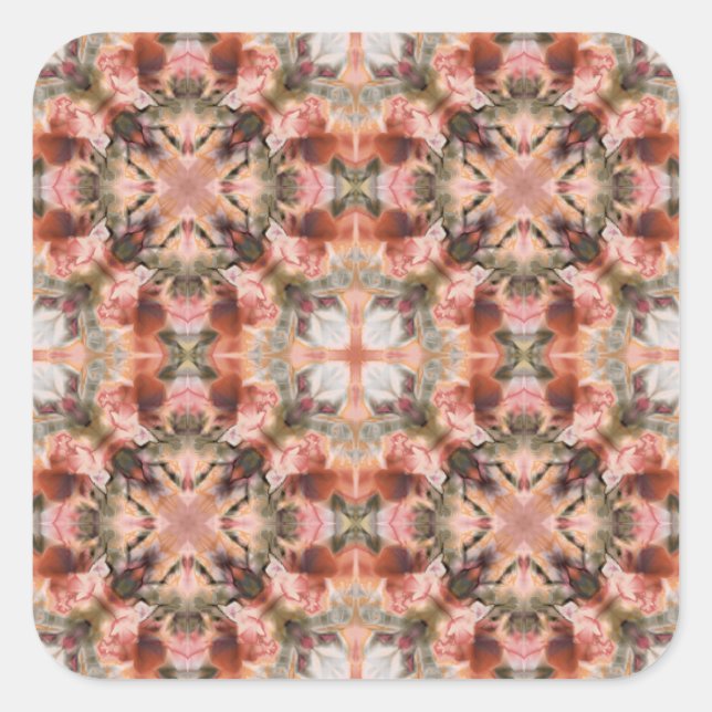 Abstract modern mosaic kaleidoscopic tile pattern square sticker (Front)