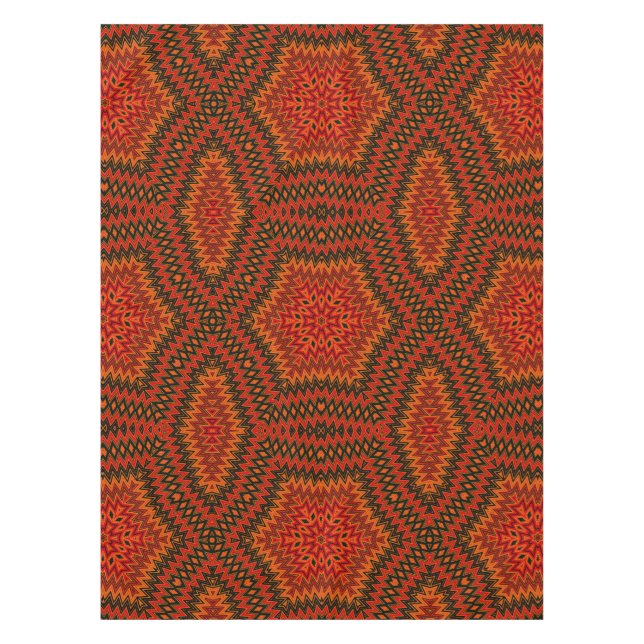 Abstract modern mosaic kaleidoscopic tile pattern tablecloth (Front)