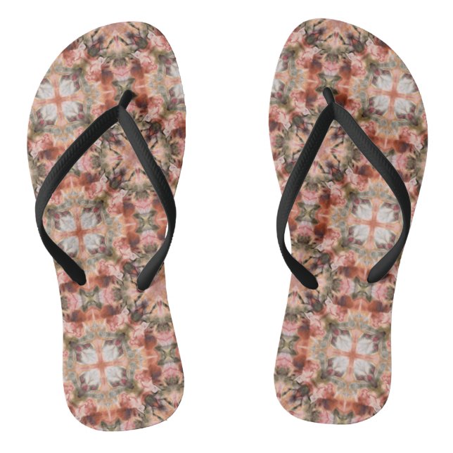 Abstract modern mosaic kaleidoscopic tile pattern thongs (Footbed)