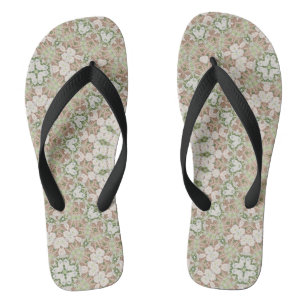 Abstract modern mosaic kaleidoscopic tile pattern thongs