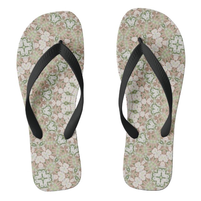 Abstract modern mosaic kaleidoscopic tile pattern thongs (Footbed)