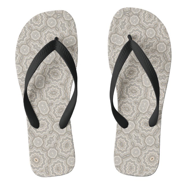 Abstract modern mosaic kaleidoscopic tile pattern thongs (Footbed)