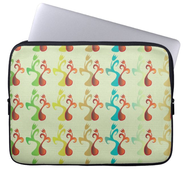 Abstract Modern Multicolor Tulip Floral pattern Laptop Sleeve (Front)