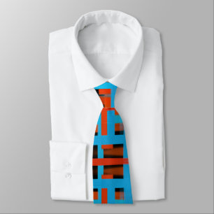 Abstract Modern Orange Blue Black Brush strokes Tie