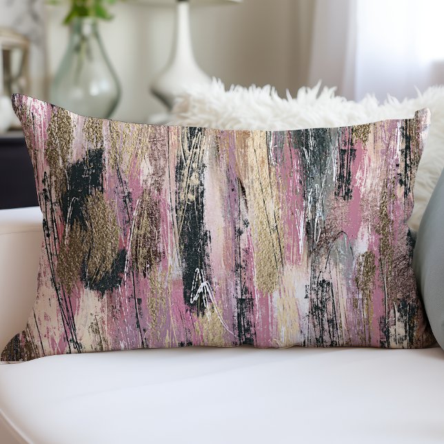 Abstract Modern Paint Brush Strokes Trendy Lumbar Cushion (Creator Uploaded)