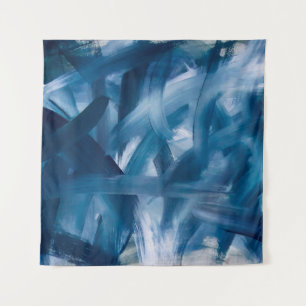 Abstract modern painting landscape. Blue night art Tapestry