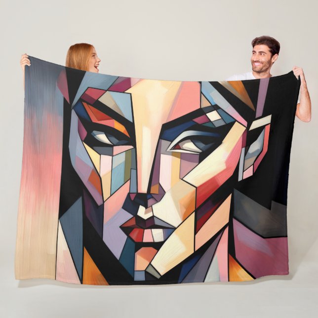 Abstract Modern Painting Woman Fleece Blanket (In Situ)