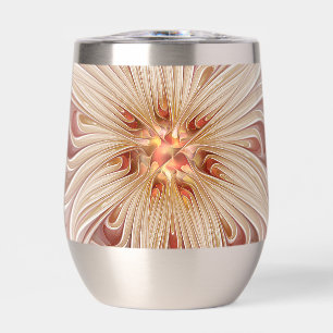 Abstract Modern Peach Pastel Flower Fractal Art