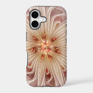 Abstract Modern Peach Pastel Flower Fractal Art