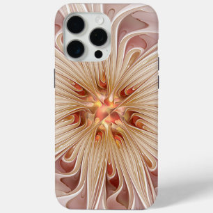 Abstract Modern Peach Pastel Flower Fractal Art iPhone 15 Pro Max Case