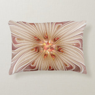 Abstract Modern Peach Pastel Flower Fractal Art Decorative Cushion