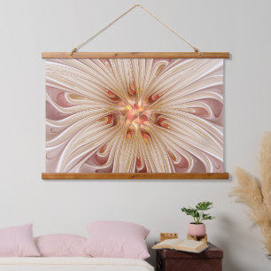 Abstract Modern Peach Pastel Flower Fractal Art Hanging Tapestry