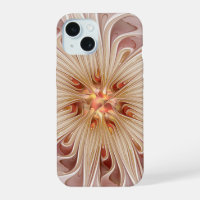 Abstract Modern Peach Pastel Flower Fractal Art
