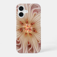 Abstract Modern Peach Pastel Flower Fractal Art