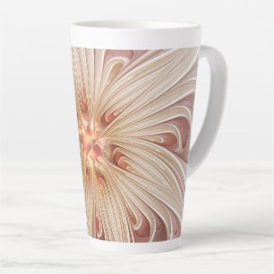 Abstract Modern Peach Pastel Flower Fractal Art Latte Mug