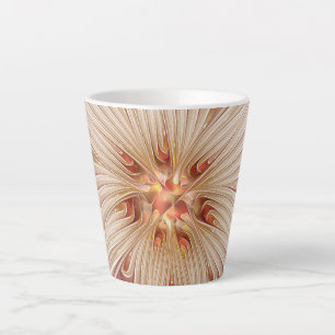 Abstract Modern Peach Pastel Flower Fractal Art Latte Mug