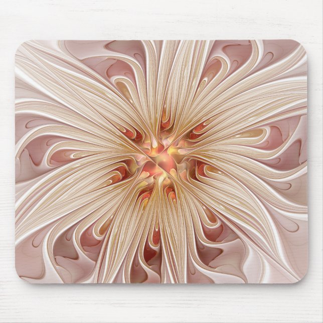 Abstract Modern Peach Pastel Flower Fractal Art Mouse Pad (Front)