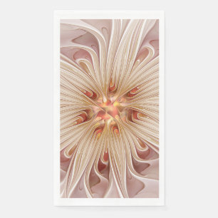 Abstract Modern Peach Pastel Flower Fractal Art Napkin