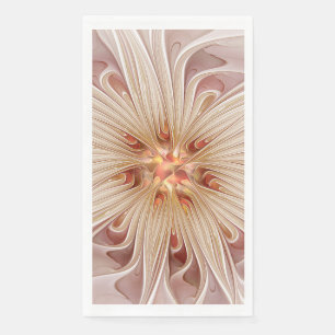 Abstract Modern Peach Pastel Flower Fractal Art Napkin