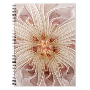 Abstract Modern Peach Pastel Flower Fractal Art Notebook