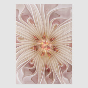Abstract Modern Peach Pastel Flower Fractal Art Tissue Paper