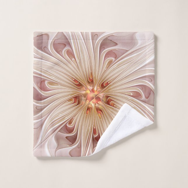 Abstract Modern Peach Pastel Flower Fractal Art Wash Cloth (Wash Cloth)