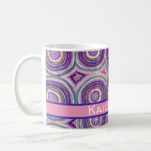 Abstract Modern Personalized  Pink Purple Circles Coffee Mug