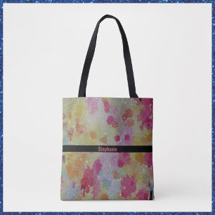 Abstract Modern Pink Black and Yellow Tote Bag