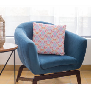 Abstract Modern Pink, Blue, Red Pattern Cushion