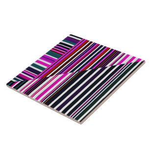 Abstract Modern Pink Purple Stripes Collection Ceramic Tile