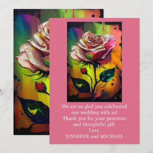 Abstract Modern Pink Roses Thank You Card
