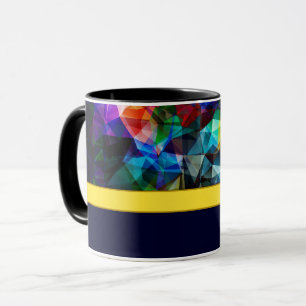 Abstract modern polygon poly triangles dark brigth mug