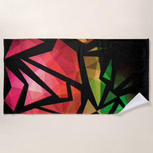 Abstract modern polygonal graffiti geometric dark beach towel
