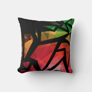 Abstract modern polygonal graffiti geometric dark cushion