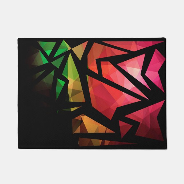Abstract modern polygonal graffiti geometric dark doormat (Front)