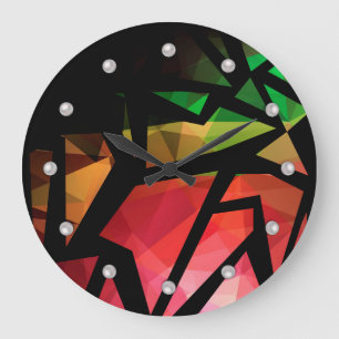 Abstract modern polygonal graffiti geometric dark large clock