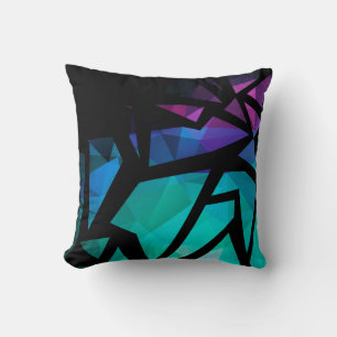 Abstract modern polygonal graffiti geometrical dar cushion
