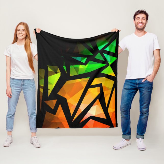 Abstract modern polygonal graffiti geometrical dar fleece blanket (In Situ)