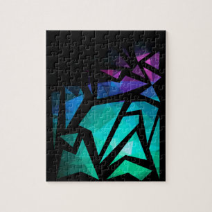Abstract modern polygonal graffiti geometrical dar jigsaw puzzle