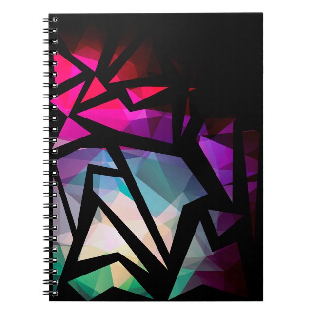 Abstract modern polygonal graffiti geometrical dar notebook (Front)