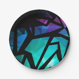 Abstract modern polygonal graffiti geometrical dar paper plate