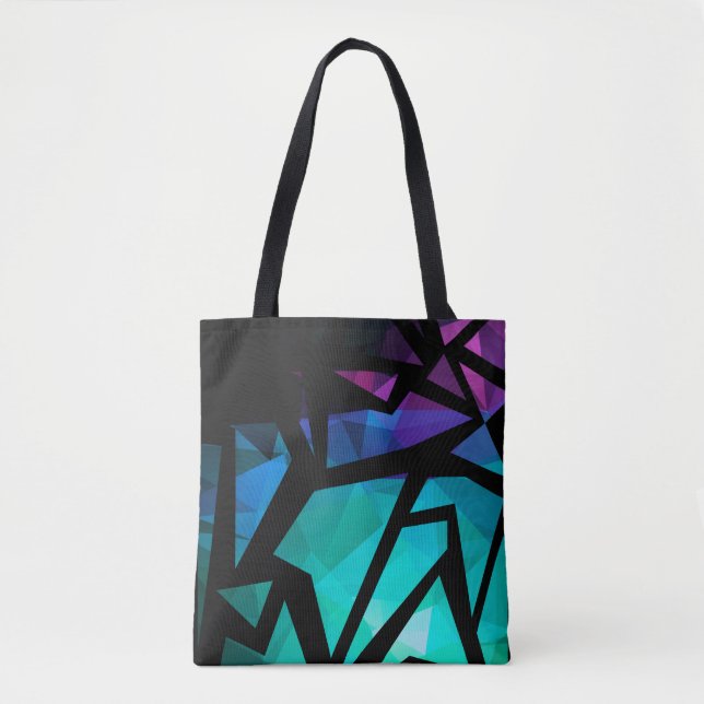 Abstract modern polygonal graffiti geometrical dar tote bag (Front)