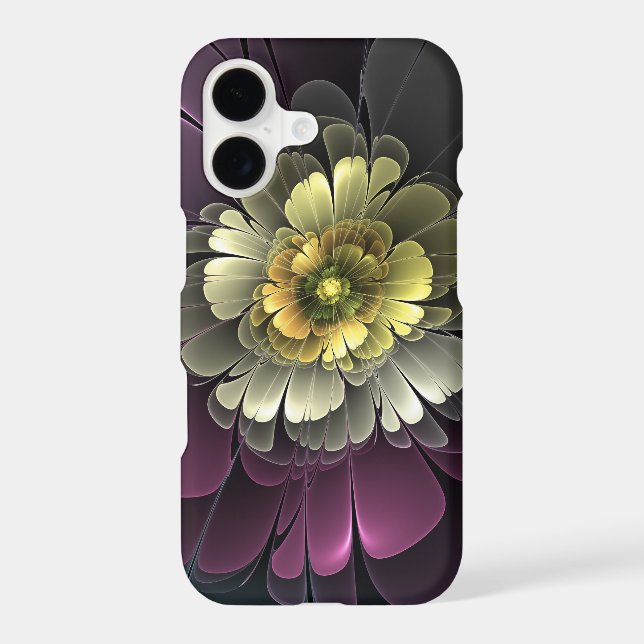 Abstract Modern Purpur Khaki Grey Fractal Flower (Back)