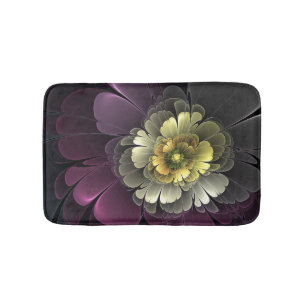 Abstract Modern Purpur Khaki Grey Fractal Flower Bath Mat