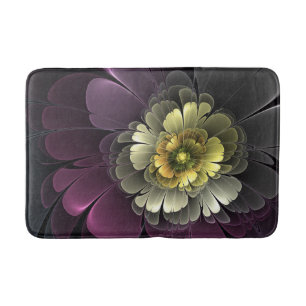 Abstract Modern Purpur Khaki Grey Fractal Flower Bath Mat