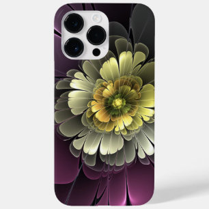 Abstract Modern Purpur Khaki Grey Fractal Flower Case-Mate iPhone 14 Pro Max Case