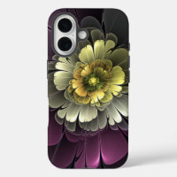 Abstract Modern Purpur Khaki Grey Fractal Flower