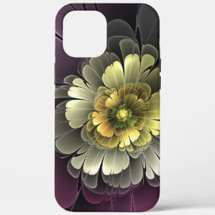 Abstract Modern Purpur Khaki Grey Fractal Flower iPhone 12 Pro Max Case