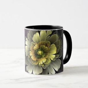 Abstract Modern Purpur Khaki Grey Fractal Flower Mug